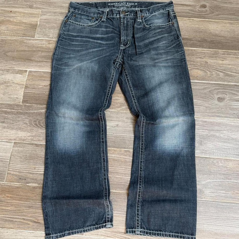 Y2K grunge Baggy Dark Wash boot cut Denim Jeans size 36"